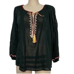 Ralph Lauren Denim Supply Co - Boho Gauze Embroidered black Top